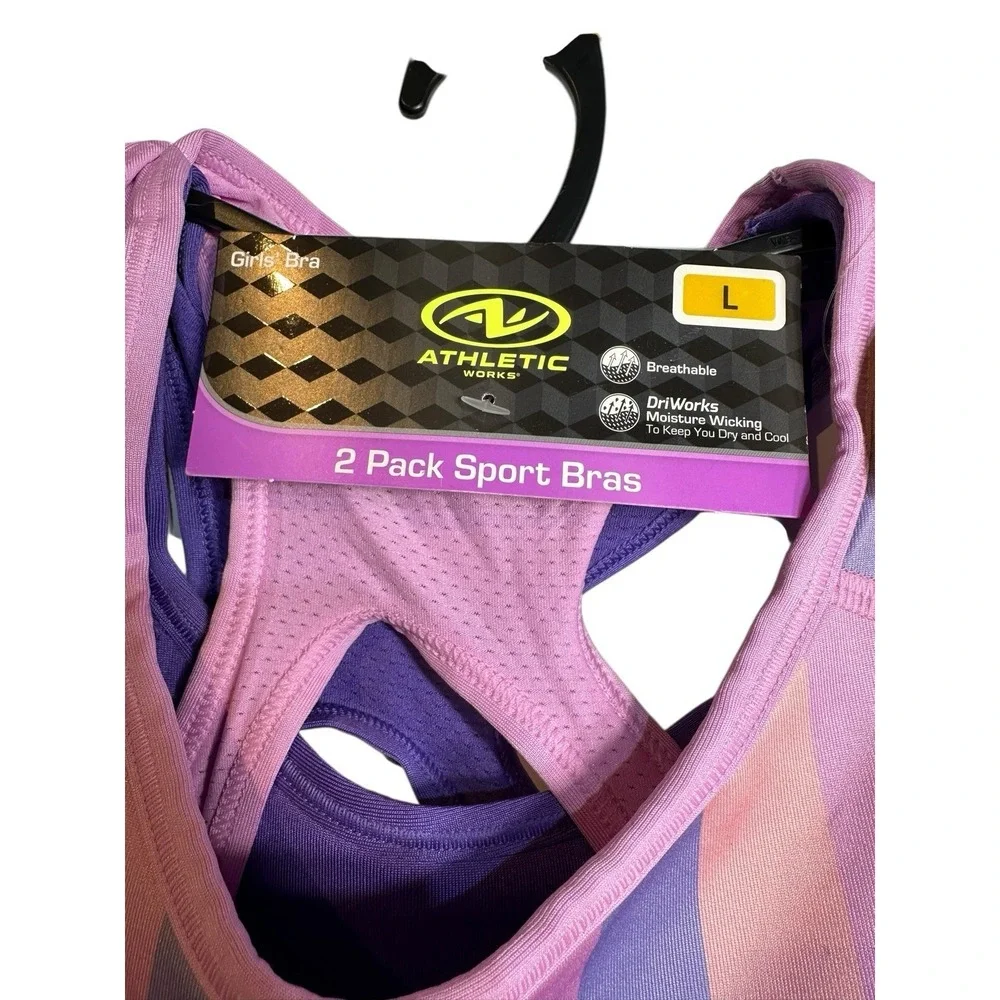 athletic‎ works girls 2 pack sports bras pink & purple size large
